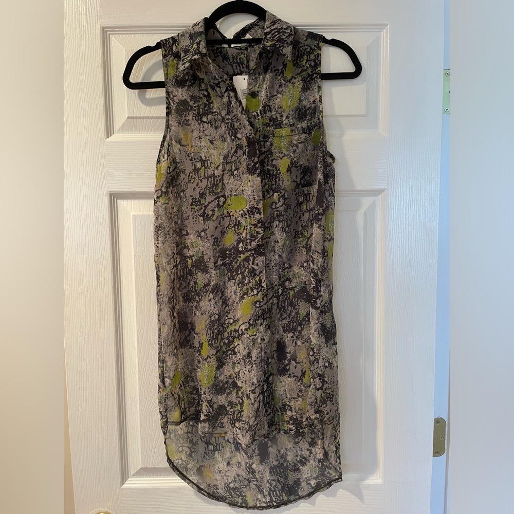 Lush Long Multicolor Abstract Sheer Blouse from Nordstrom